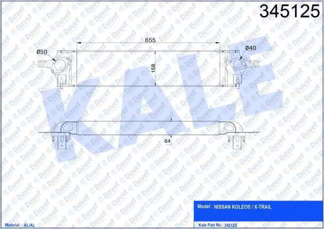 KALE 345125 Turbo Radyatoru (Intercooler) Nissan X-Trail (Al/Pl/Brz)